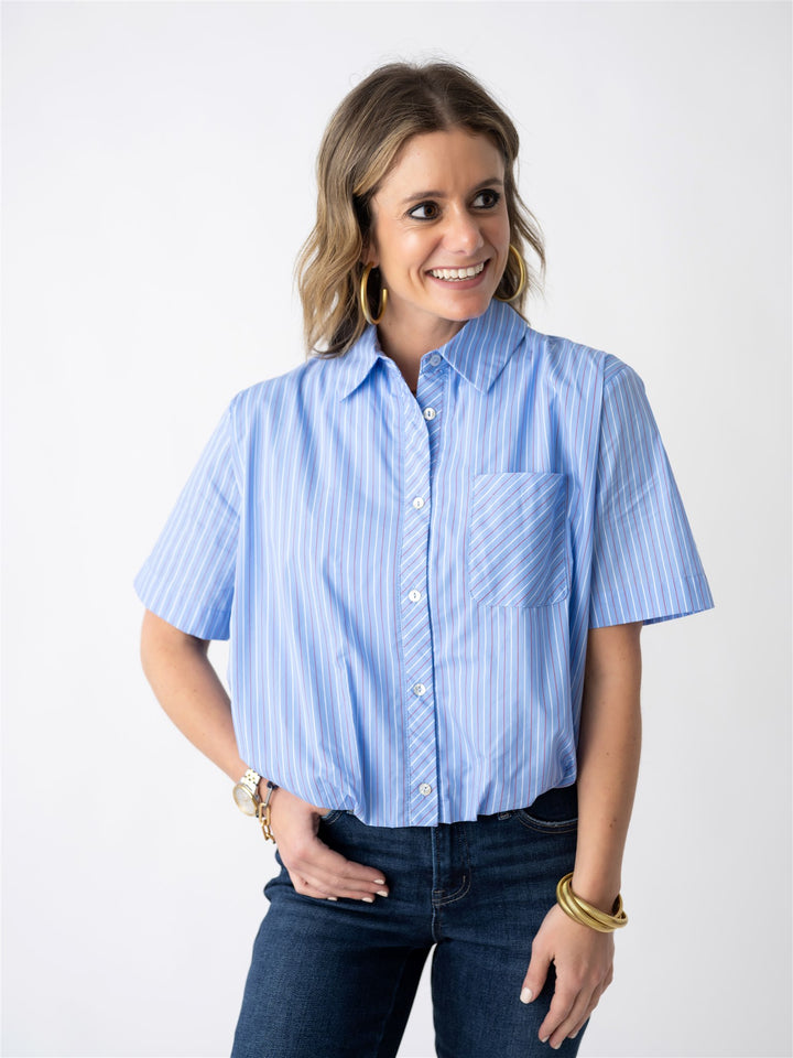 The Pouf & Pinstripe Button Up