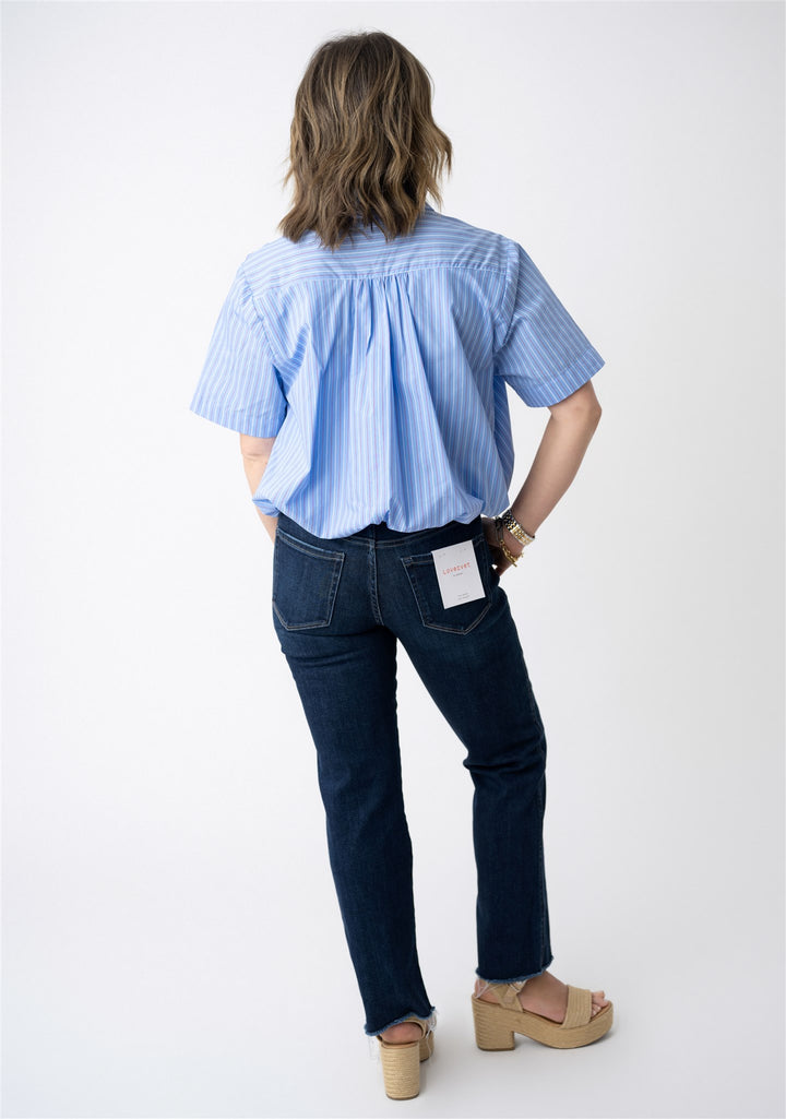 Lovervet Mid Rise Raw Hem Ankle Straight