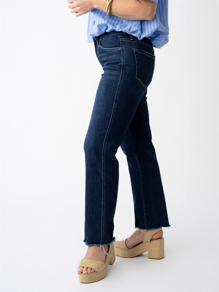 Lovervet Mid Rise Raw Hem Ankle Straight