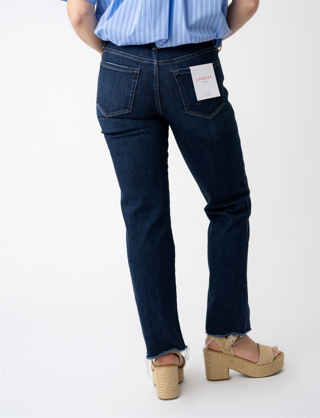 Lovervet Mid Rise Raw Hem Ankle Straight
