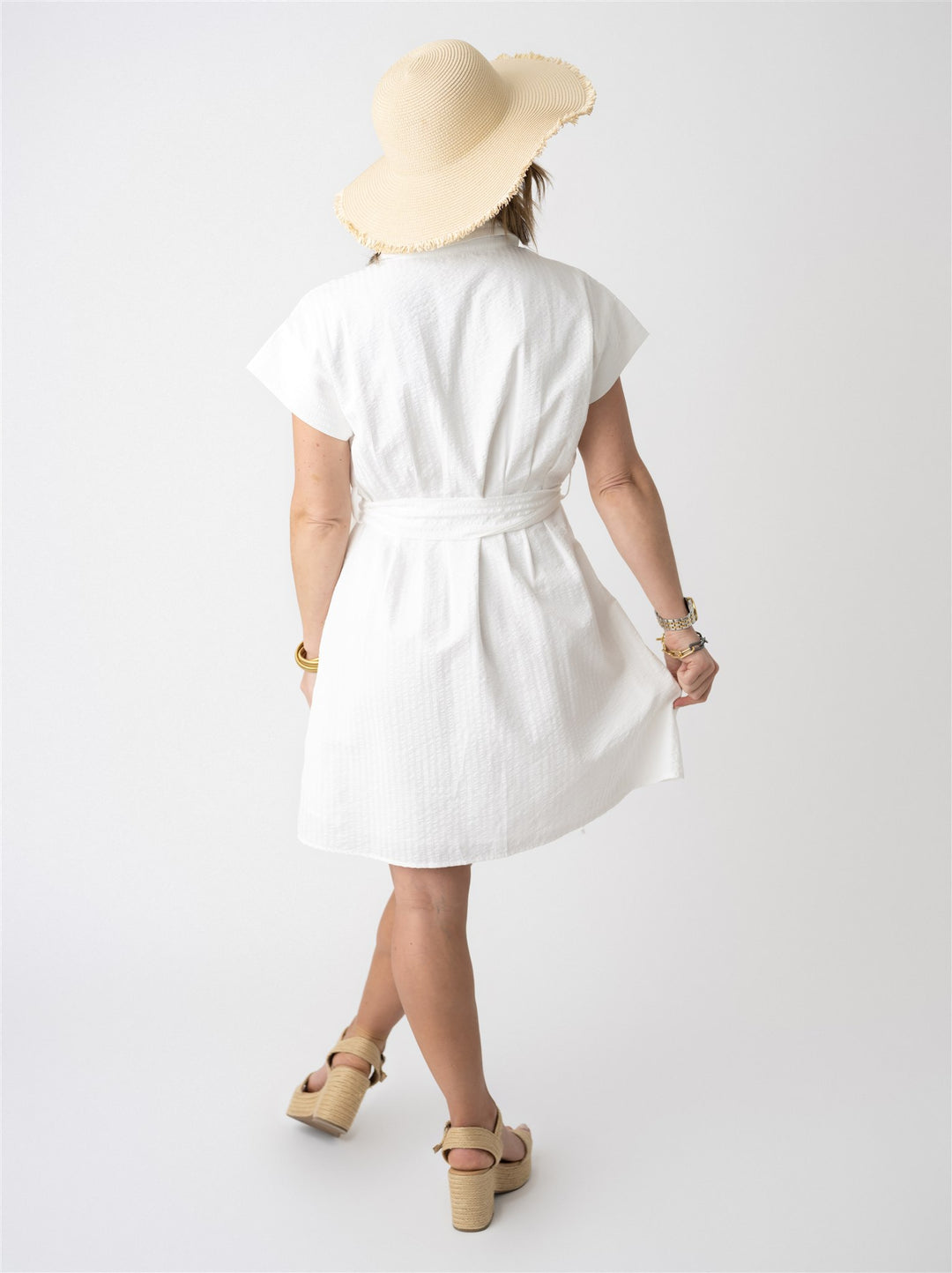 Seersucker Stripe Button Up Dress