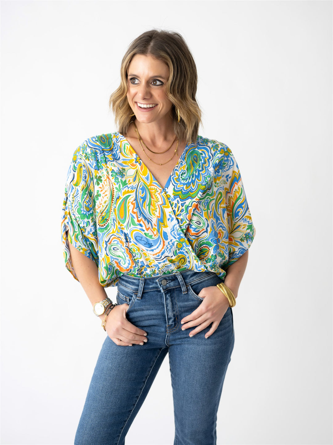 Sunset Paisley Bodysuit Blouse