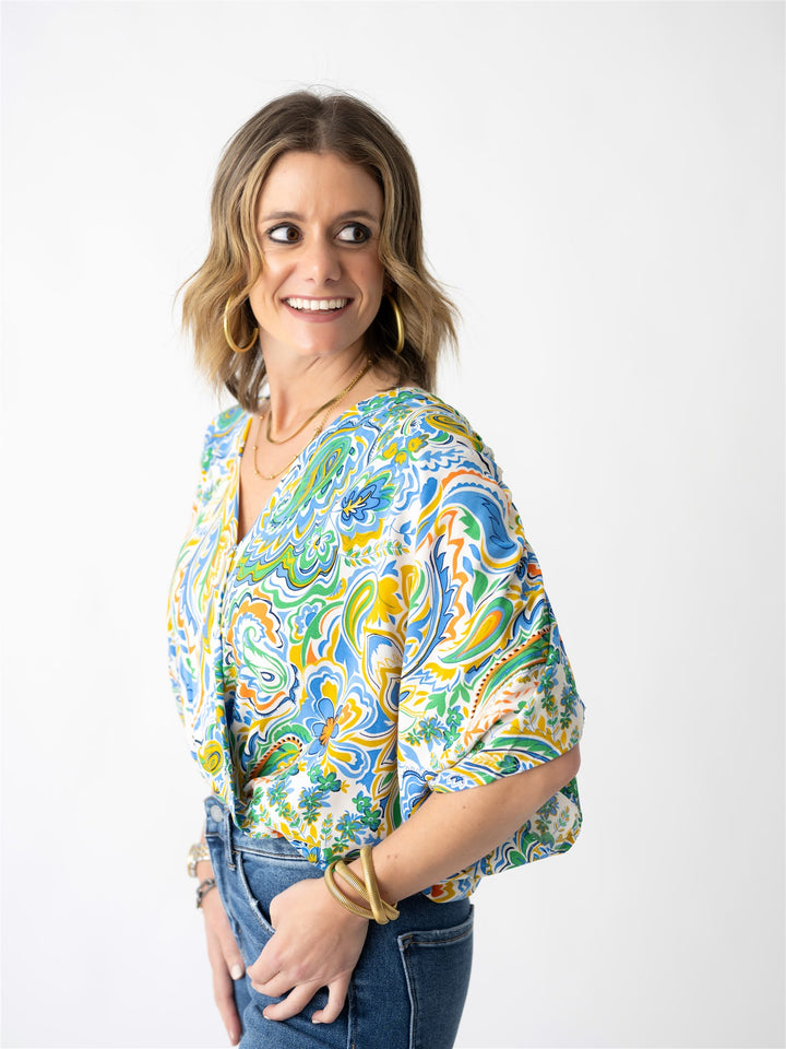 Sunset Paisley Bodysuit Blouse