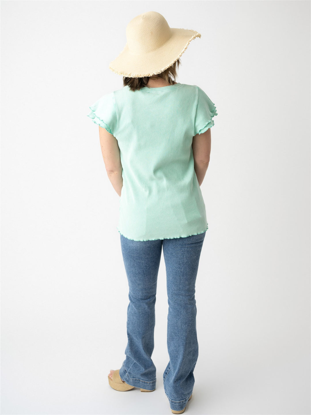 Ruffle Ribbed Knit Top