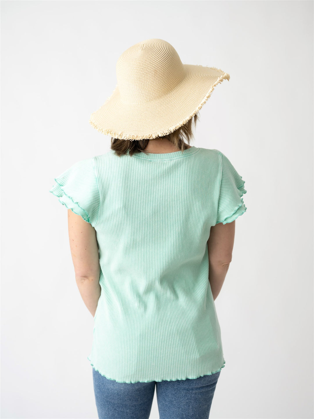 Ruffle Ribbed Knit Top