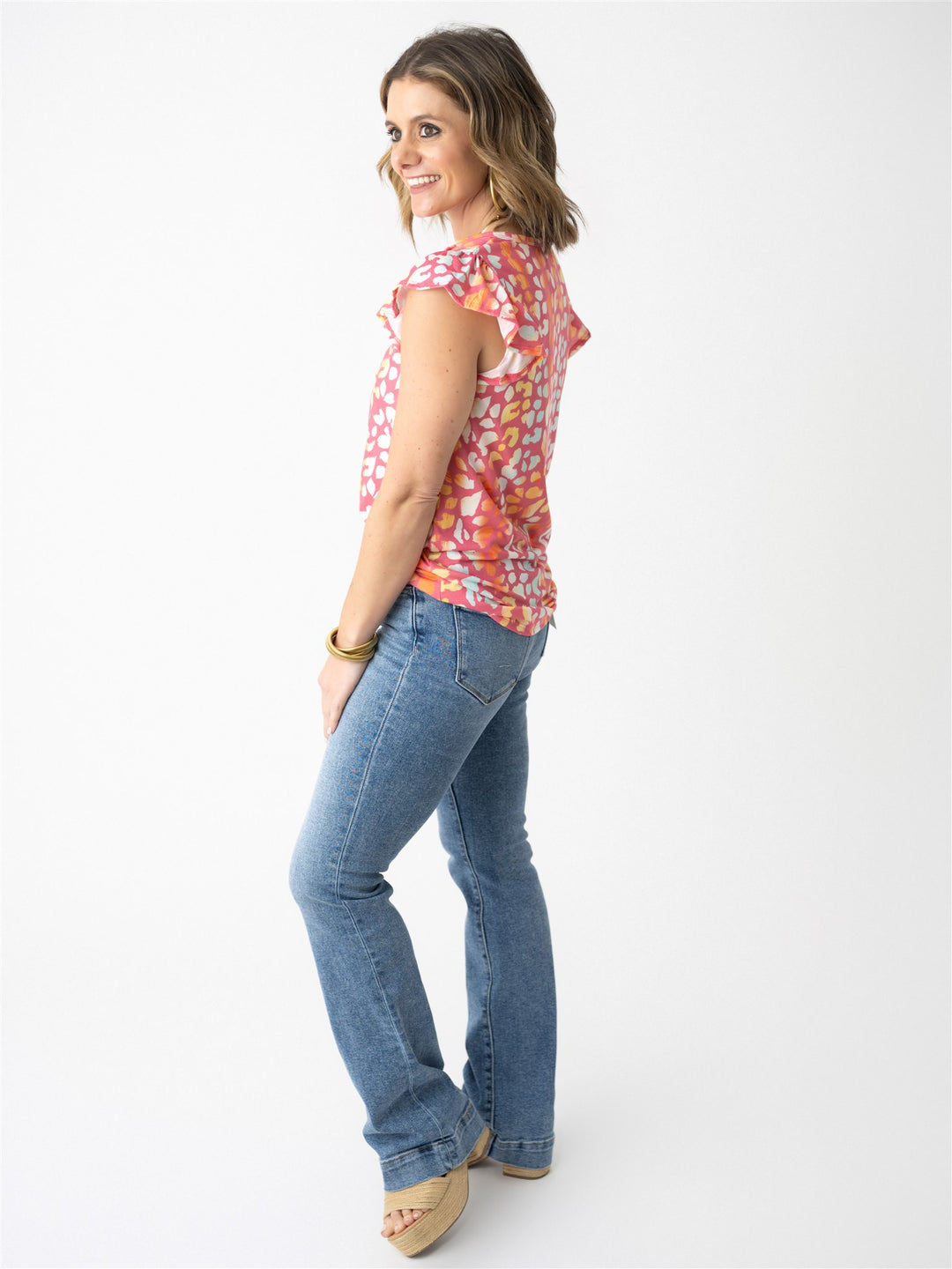 Neon Drape V Neck Top