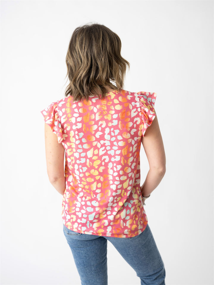 Neon Drape V Neck Top