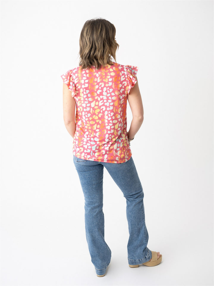 Neon Drape V Neck Top