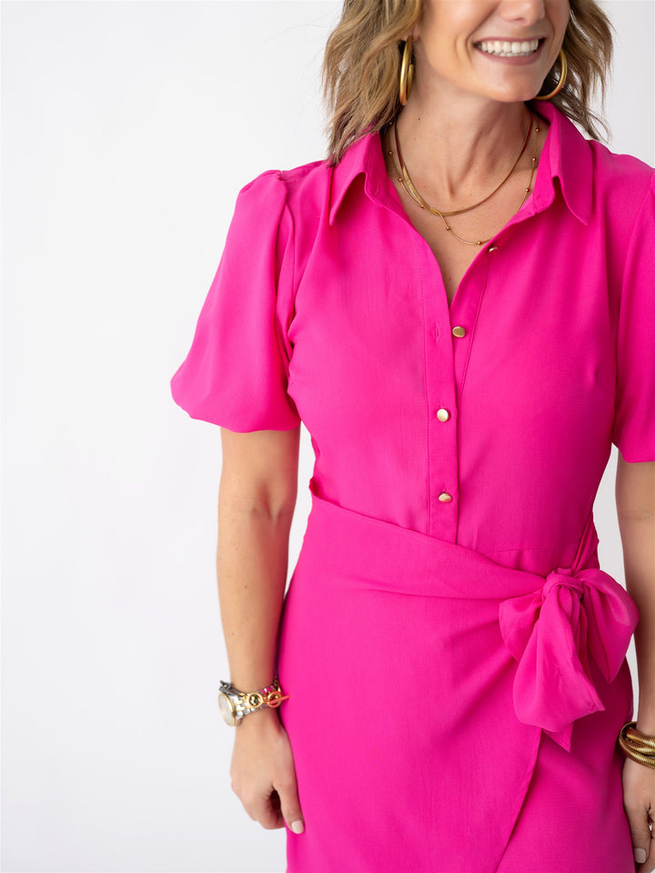 Pretty in Pink Wrap Bow Dress