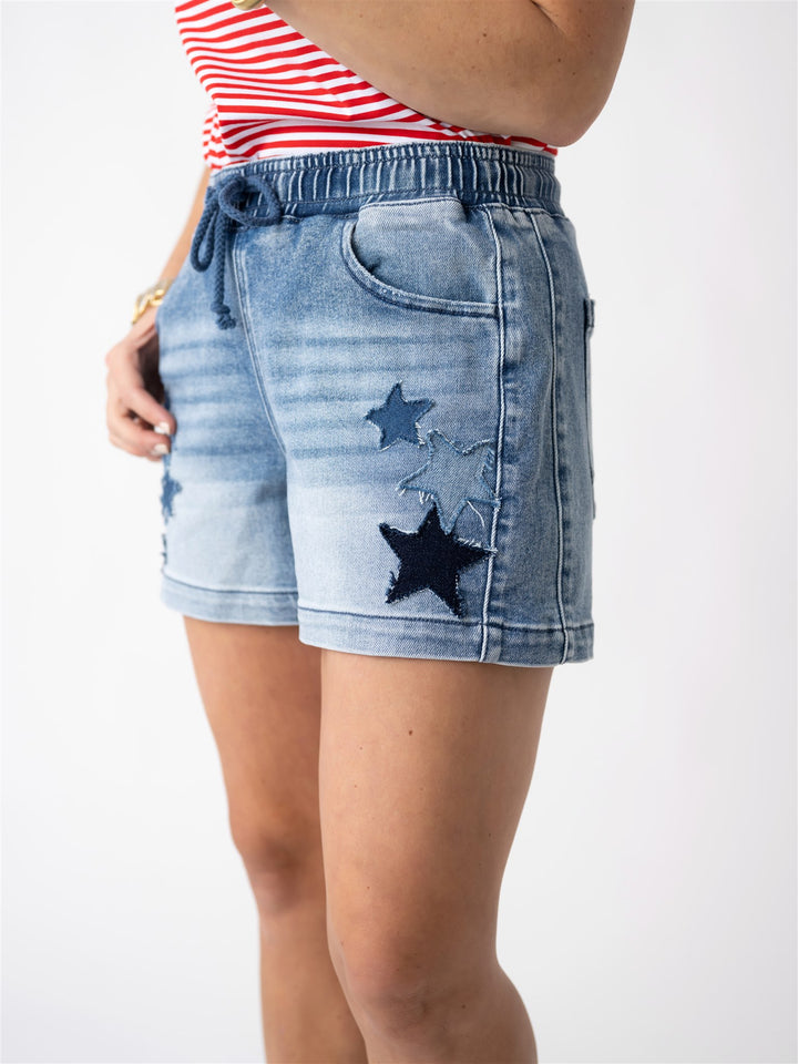 Risen EB Slouchy Star Patched Shorts