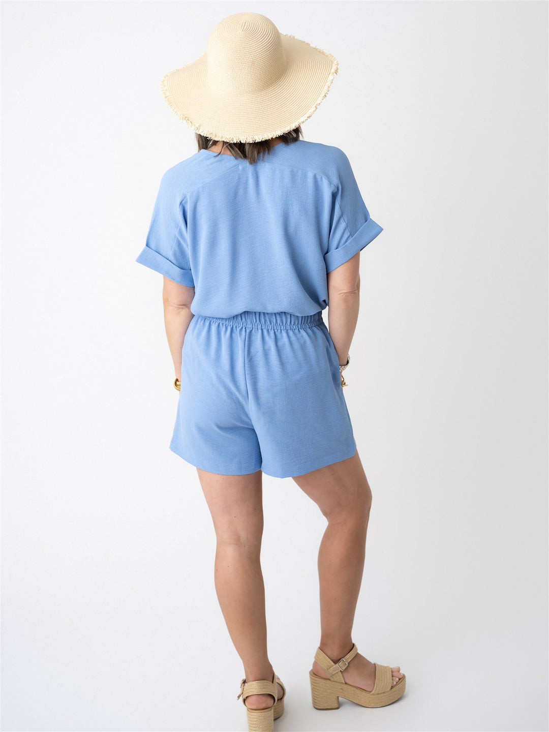 Victoria V Neck Cuffed Sleeve Blouse