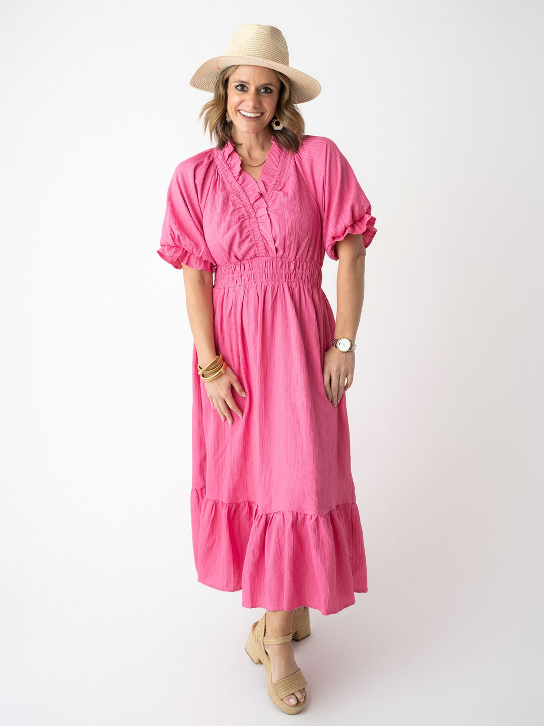 Peony Pink Midi Dress
