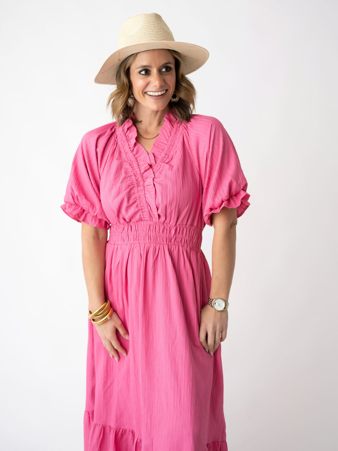 Peony Pink Midi Dress