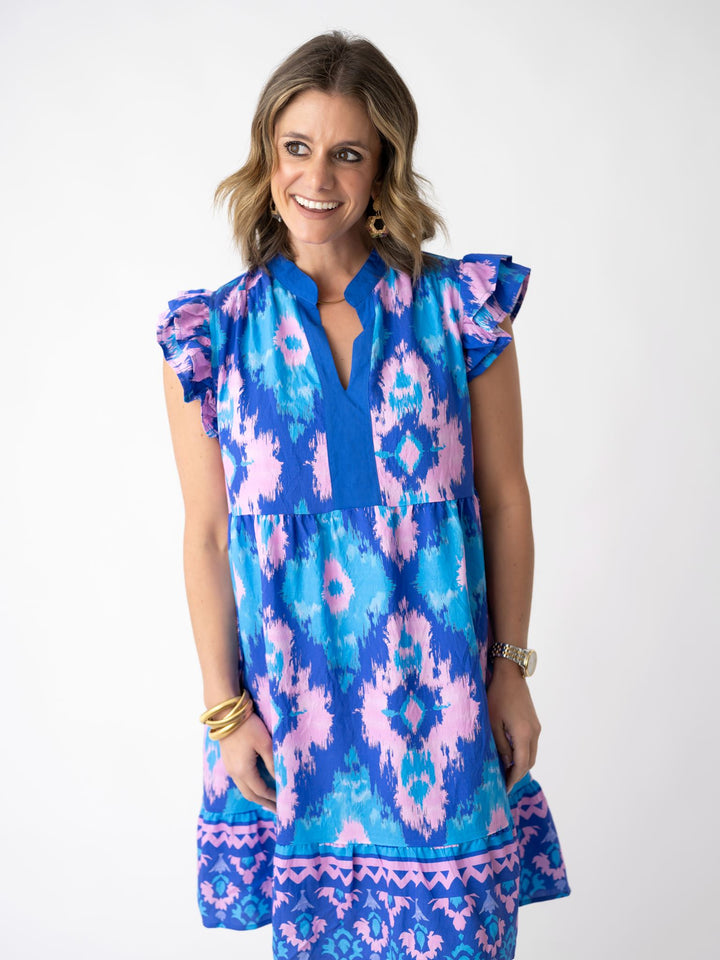Indigo Bloom Ruffle Dress