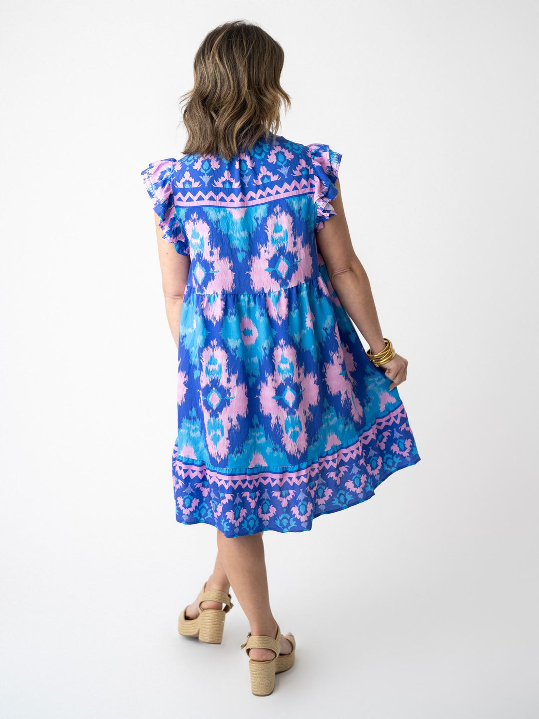 Indigo Bloom Ruffle Dress