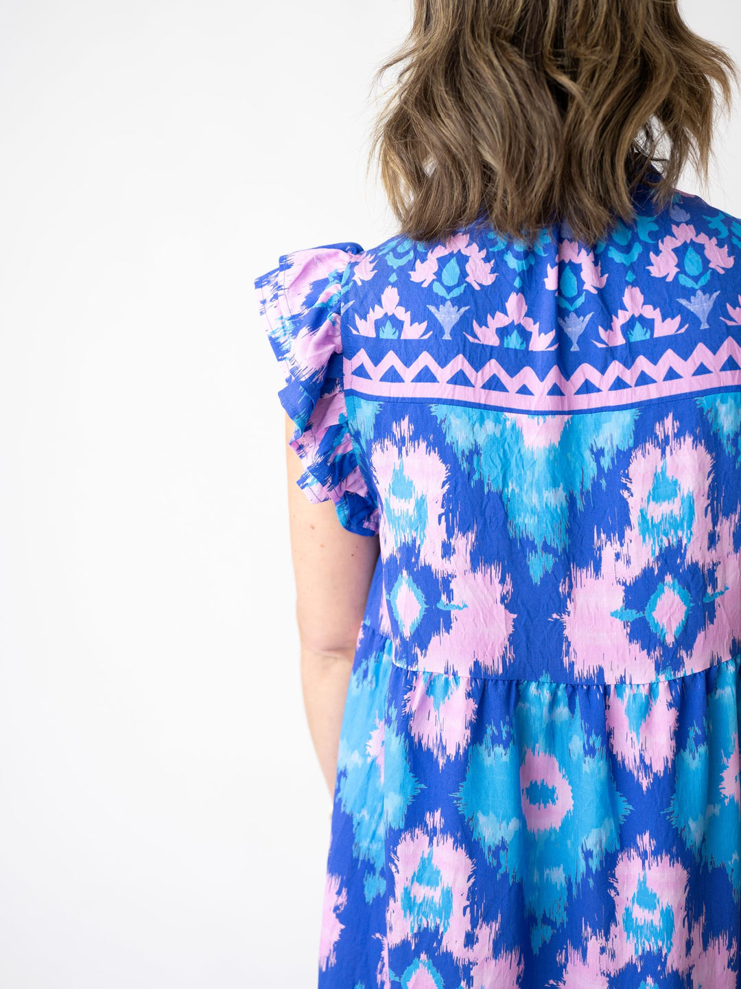 Indigo Bloom Ruffle Dress