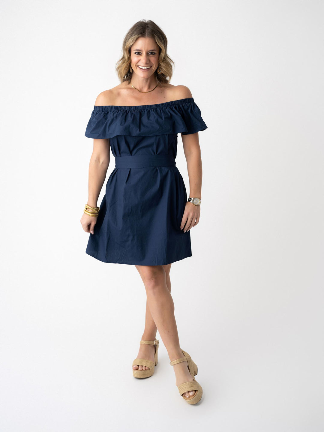 Mosaic Elastic Neck Dress