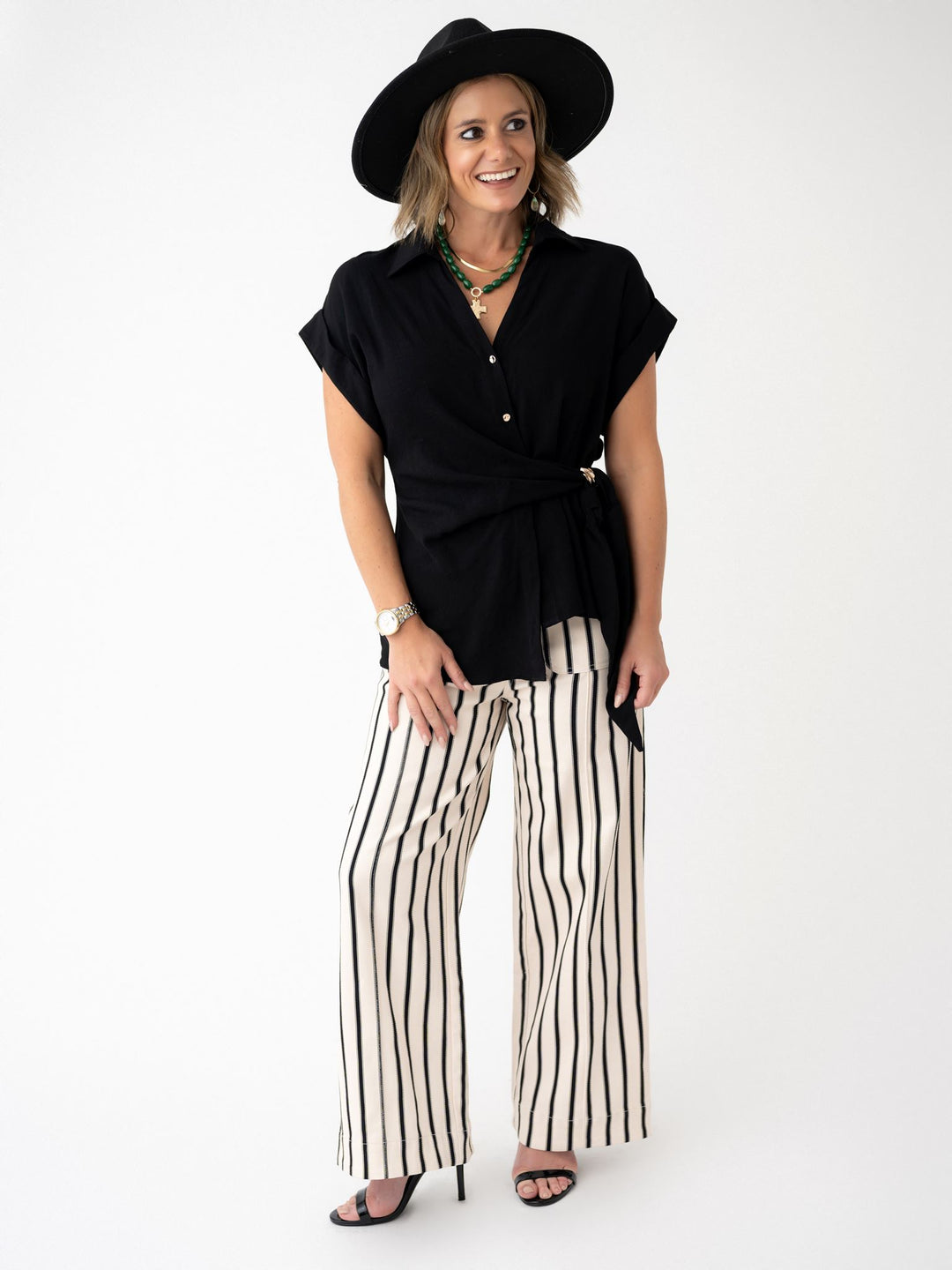 Polished Pinstripe Pocket Pants