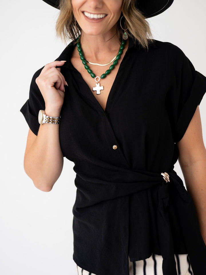 Knot so Basic Knot Front Blouse