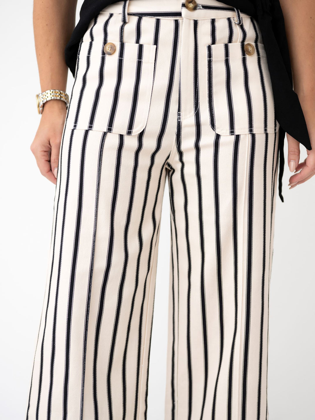 Polished Pinstripe Pocket Pants