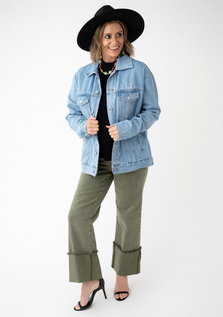 Risen TC Mid Rise Crop Wide Leg Cuffed Pants Olive