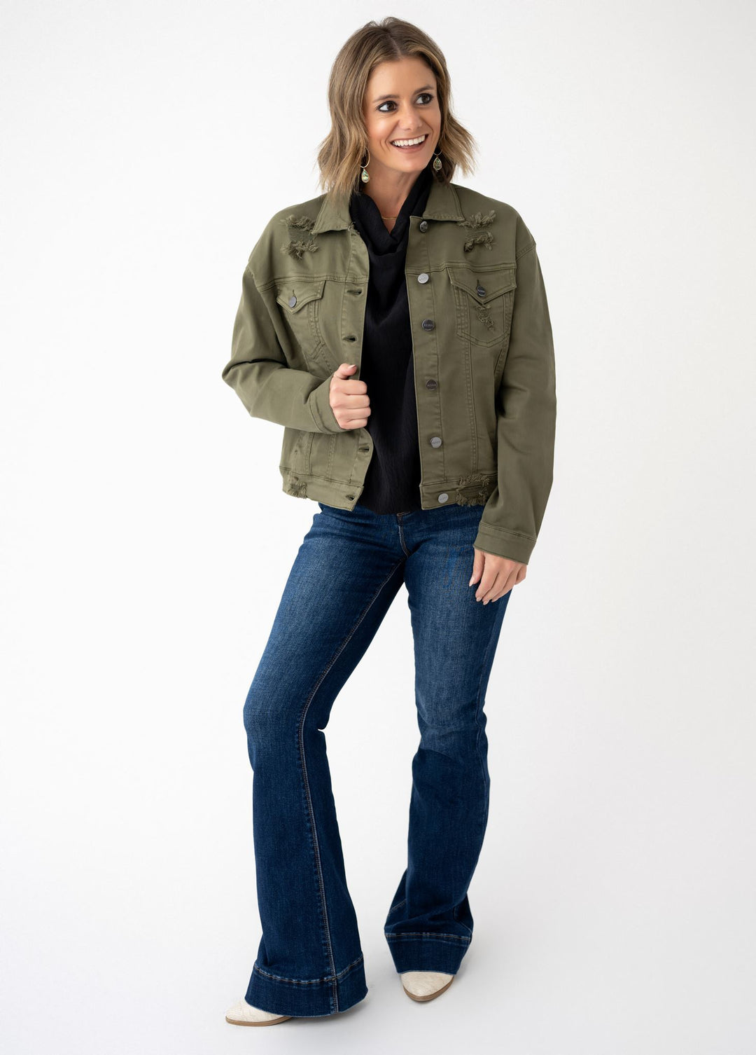 Risen TC EB High Rise Flare Jeans - Dark Stretchy
