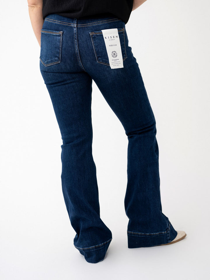 Risen TC EB High Rise Flare Jeans - Dark Stretchy