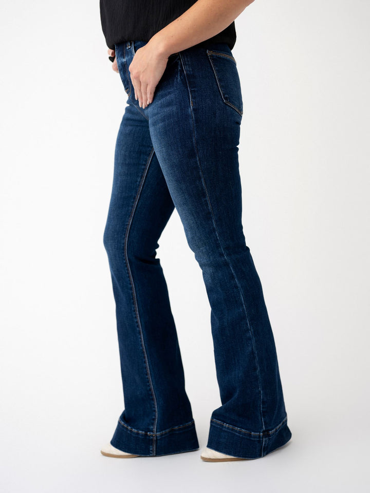 Risen TC EB High Rise Flare Jeans - Dark Stretchy