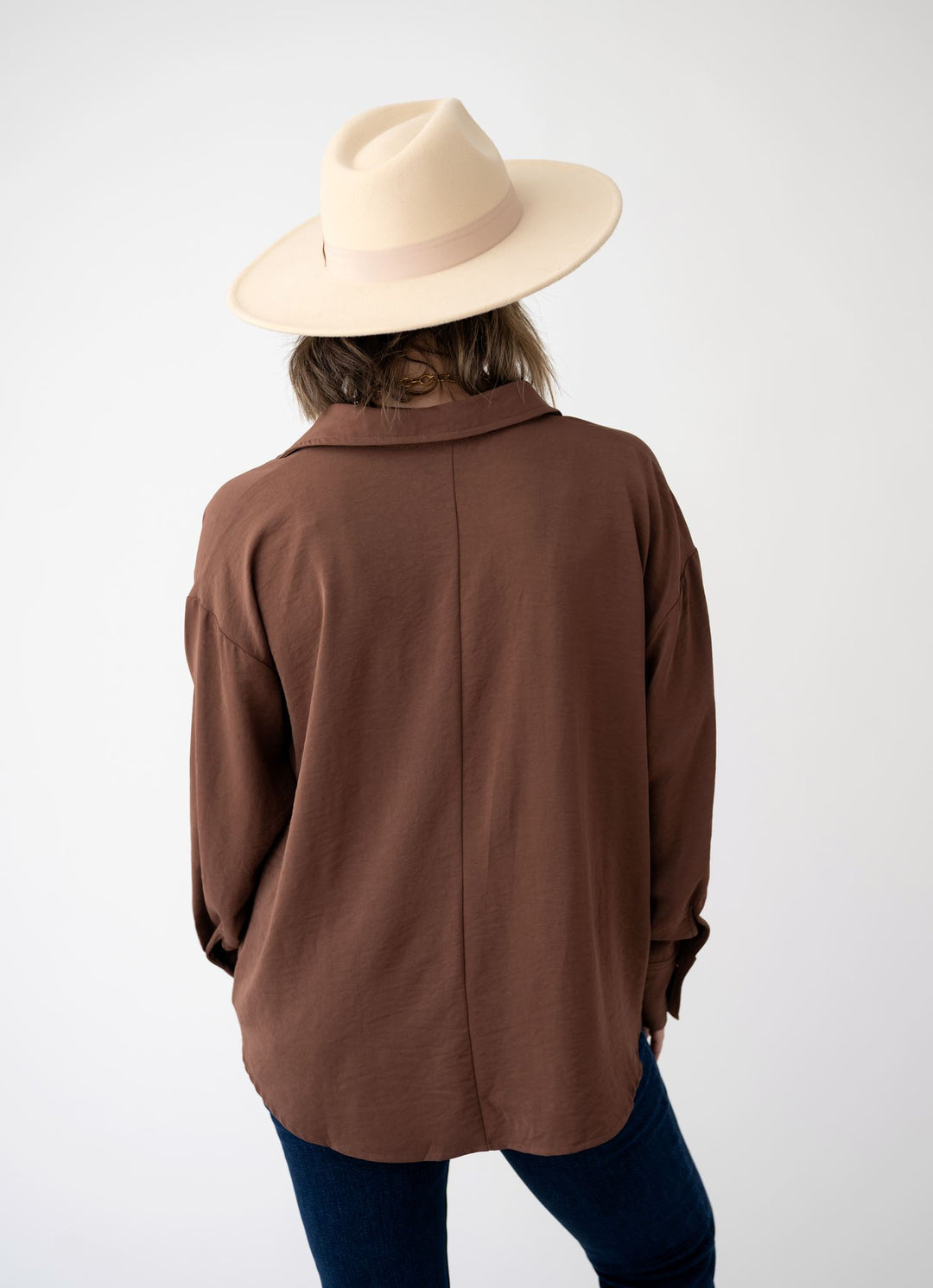 Perfectly Pleated V Neck Blouse