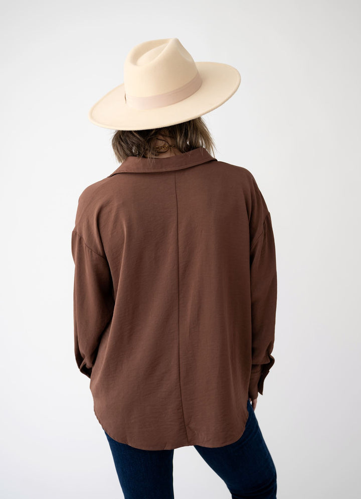 Perfectly Pleated V Neck Blouse