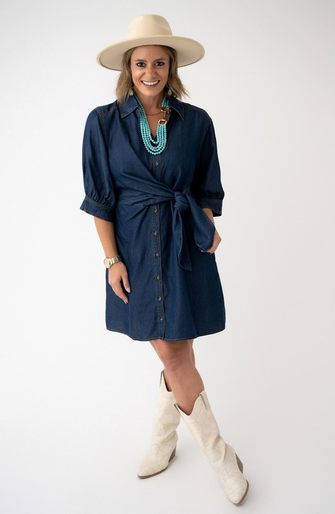 Denim Darling Tie Waist Dress