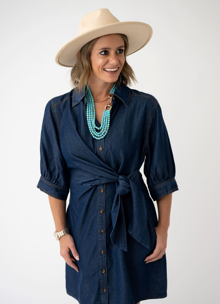 Denim Darling Tie Waist Dress