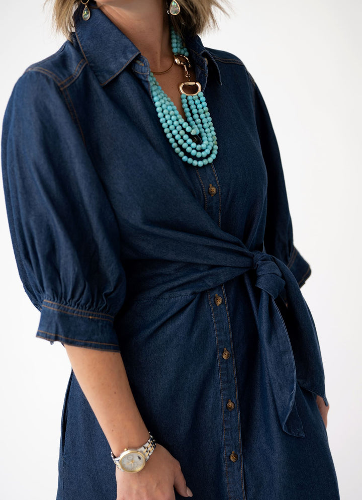 Denim Darling Tie Waist Dress