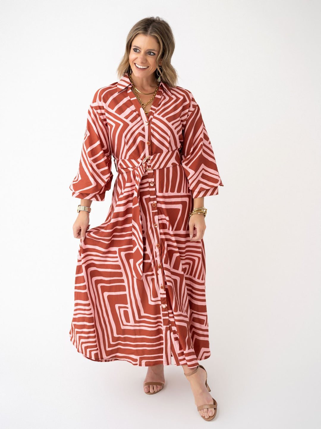 Gone Geo Button Front Maxi