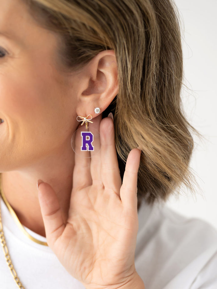 Clear Richland Raider Earring with Bow