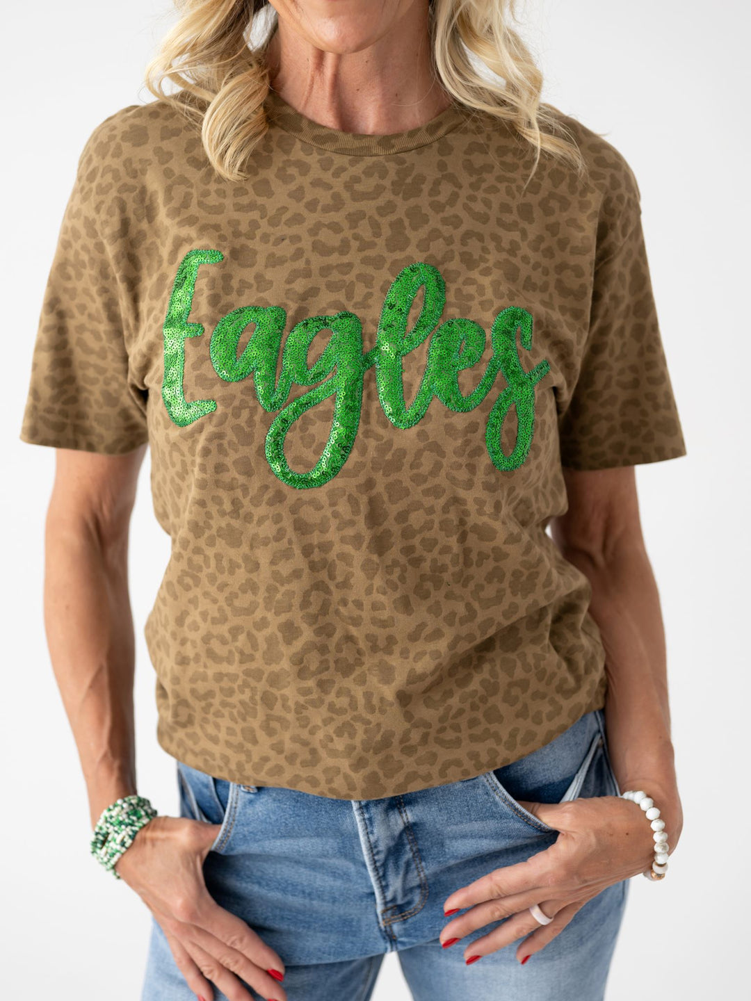Eagles Leopard Bling Tee