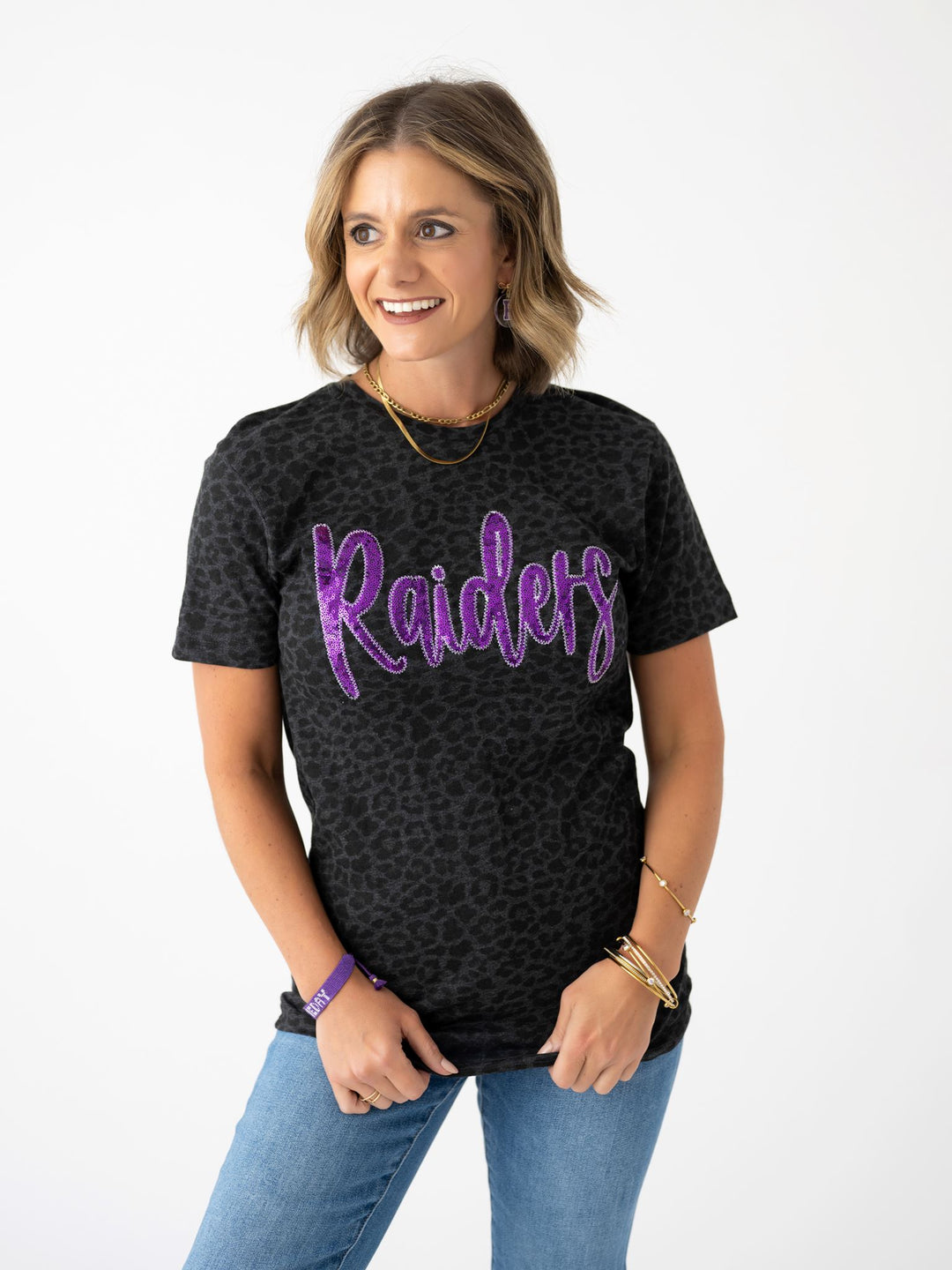 Raiders Leopard Bling Tee