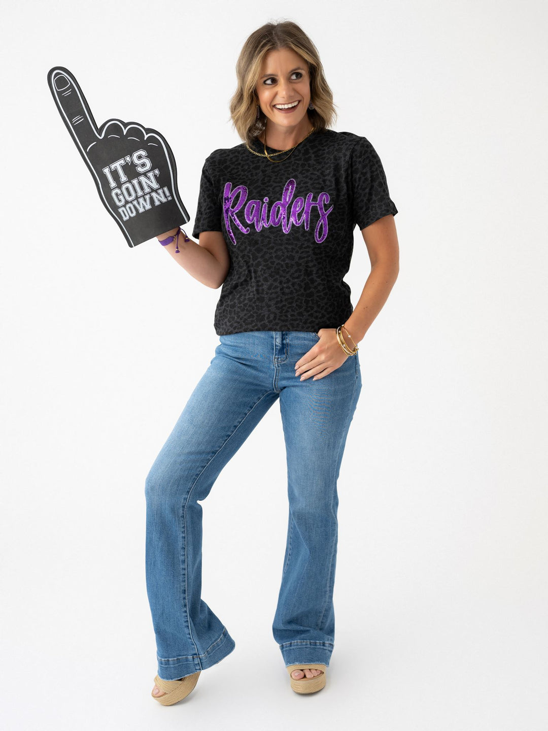 Raiders Leopard Bling Tee