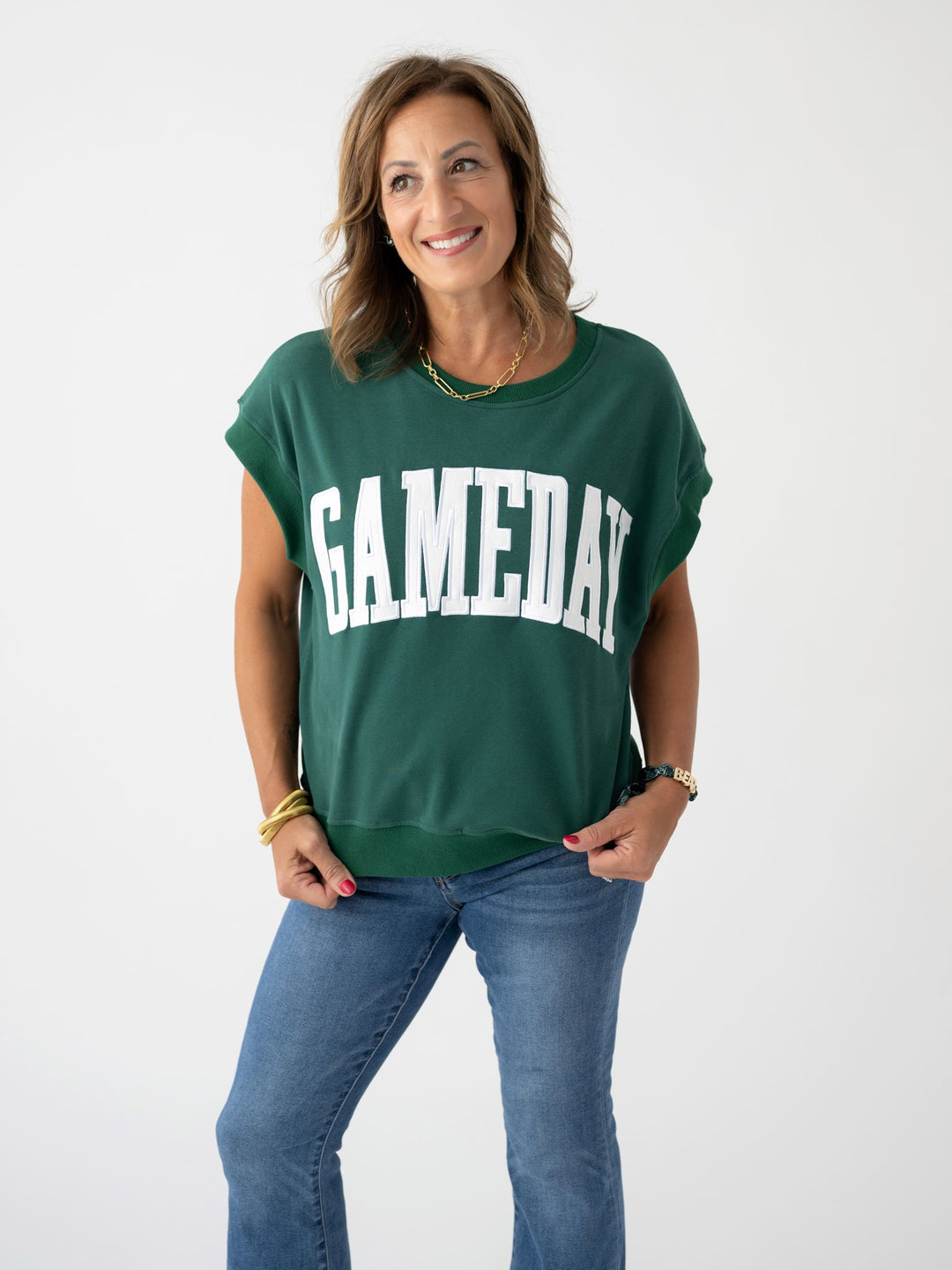 Varsity Vibes Short Sleeve Sweatshirt