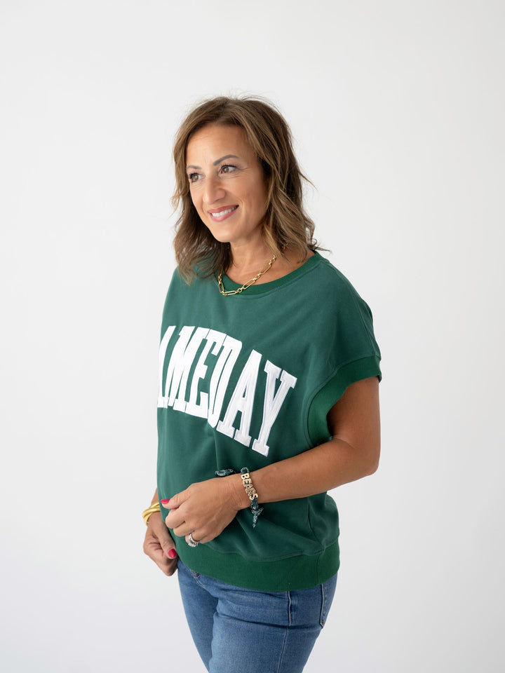 Varsity Vibes Short Sleeve Sweatshirt