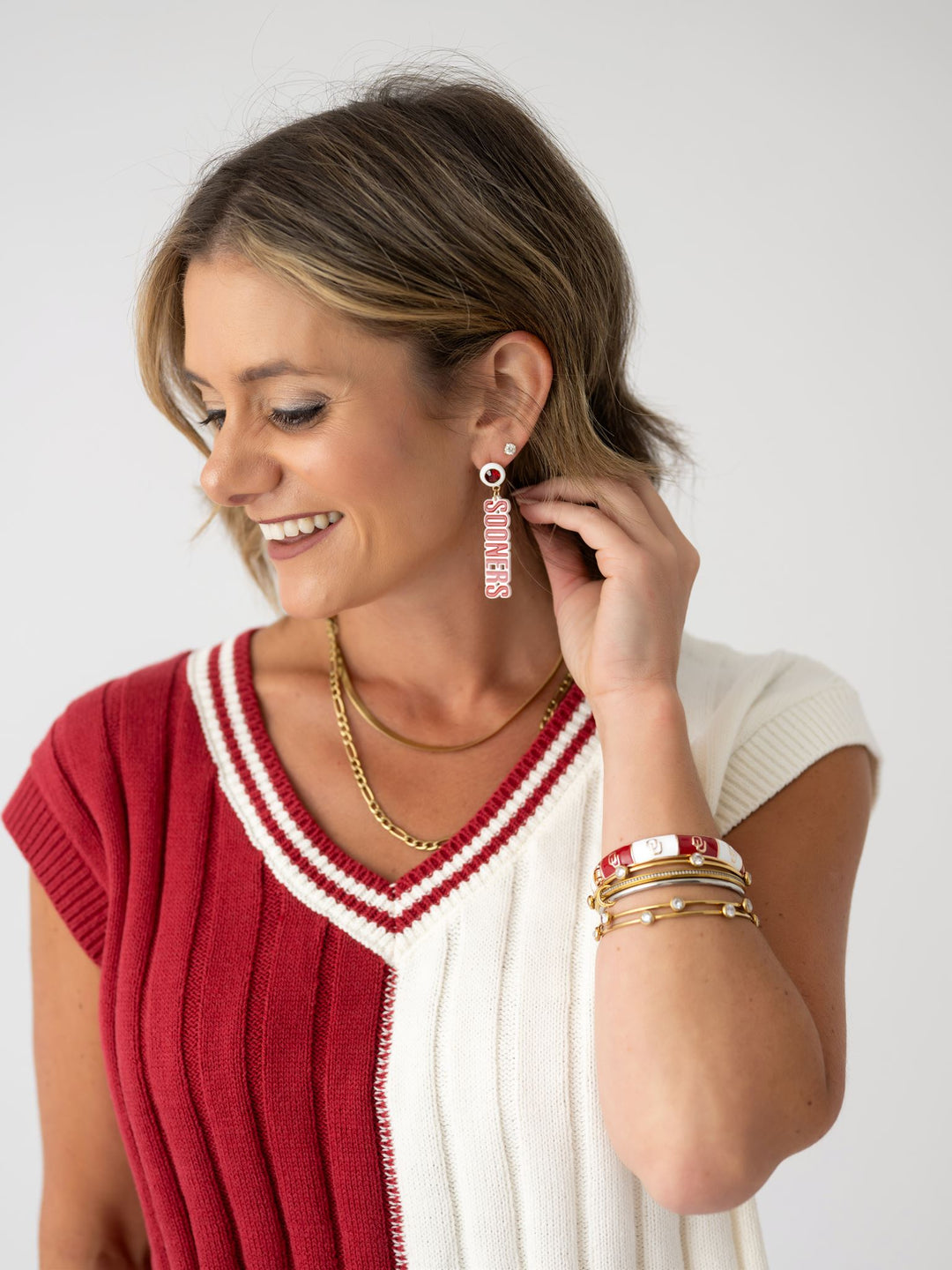 Oklahoma Sooners Rhinestone & Resin Earrings