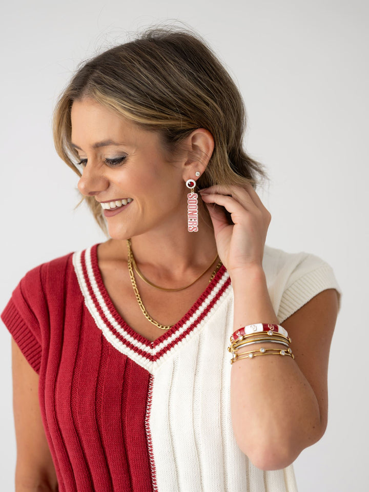 Oklahoma Sooners Rhinestone & Resin Earrings