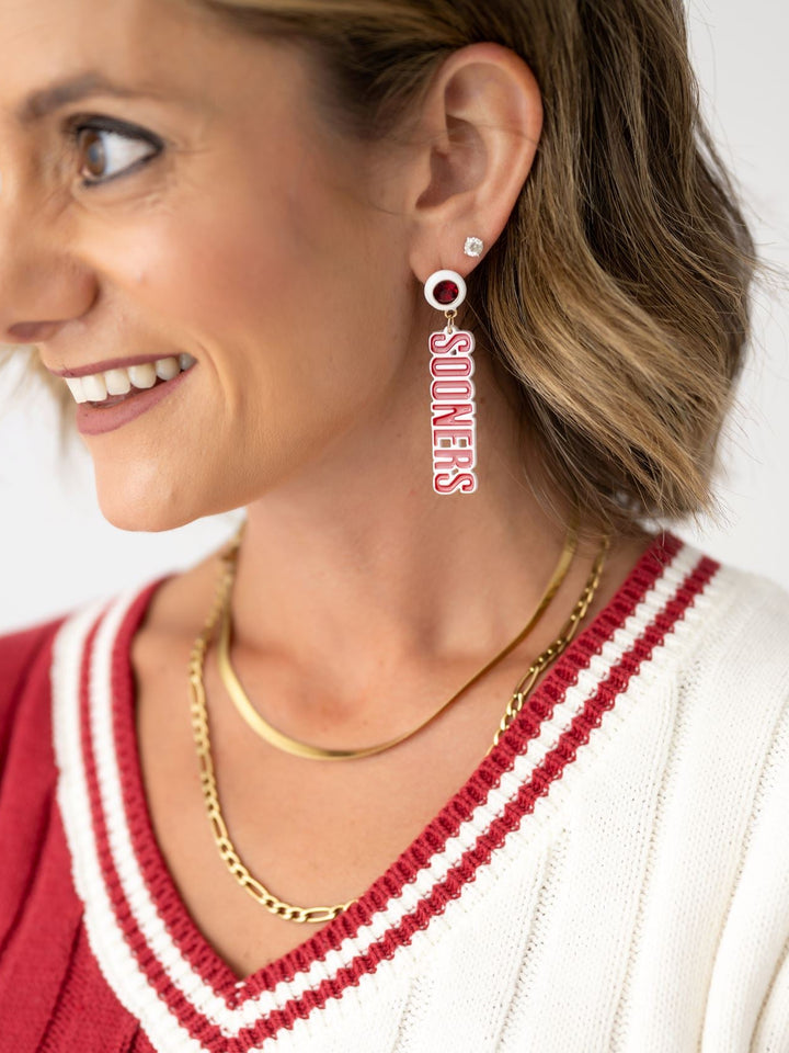 Oklahoma Sooners Rhinestone & Resin Earrings