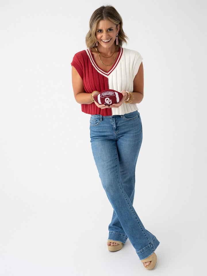 Oklahoma Beaded Football Coin Purse