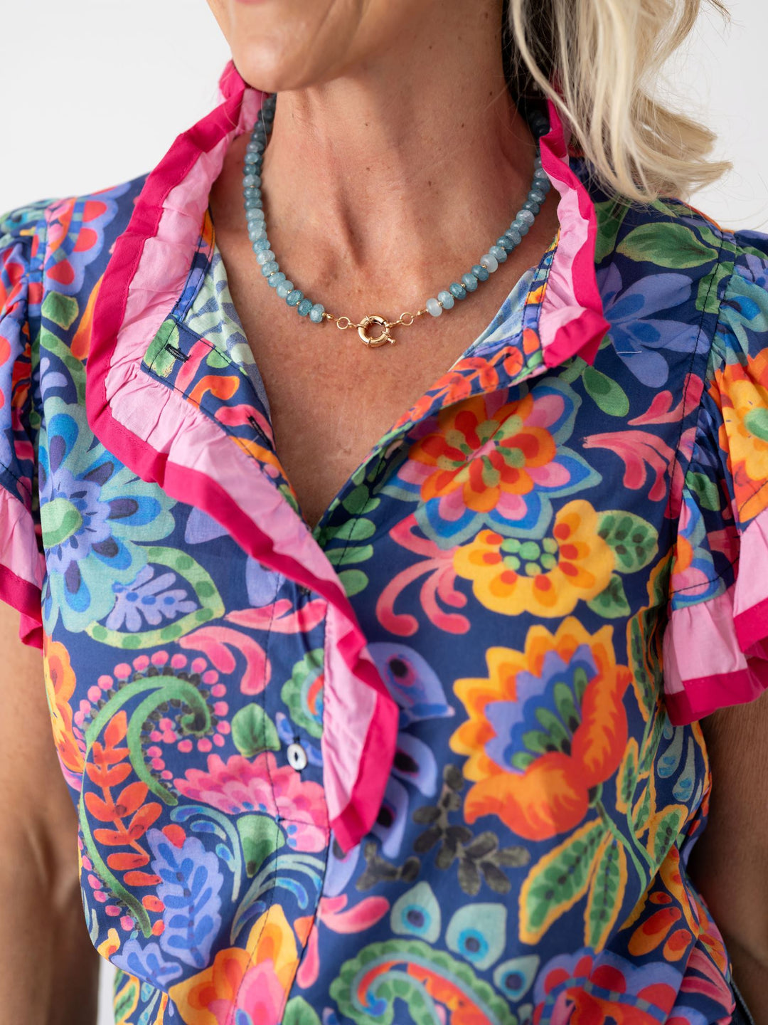The Aqua Capri Beaded Necklace