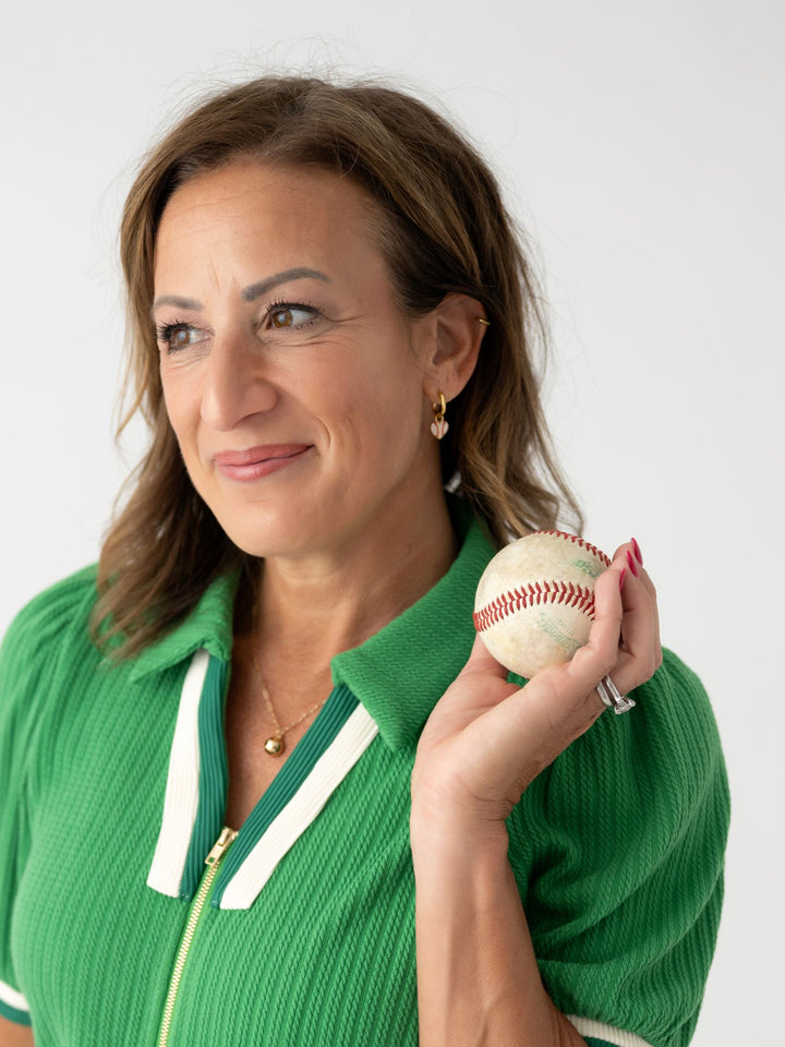 Huggie Charm Baseball Earrings