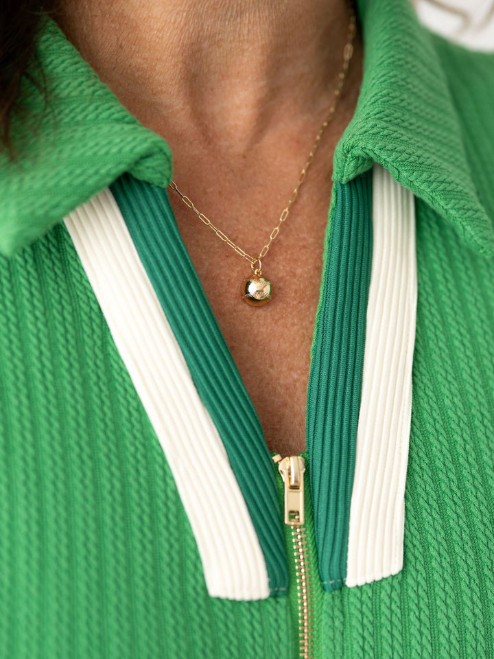 18K Gold Plated Paperclip Chain Necklace with Baseball