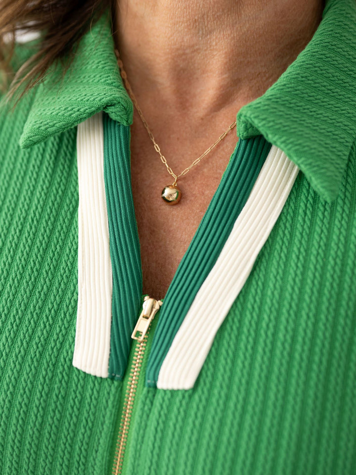 18K Gold Plated Paperclip Chain Necklace with Baseball