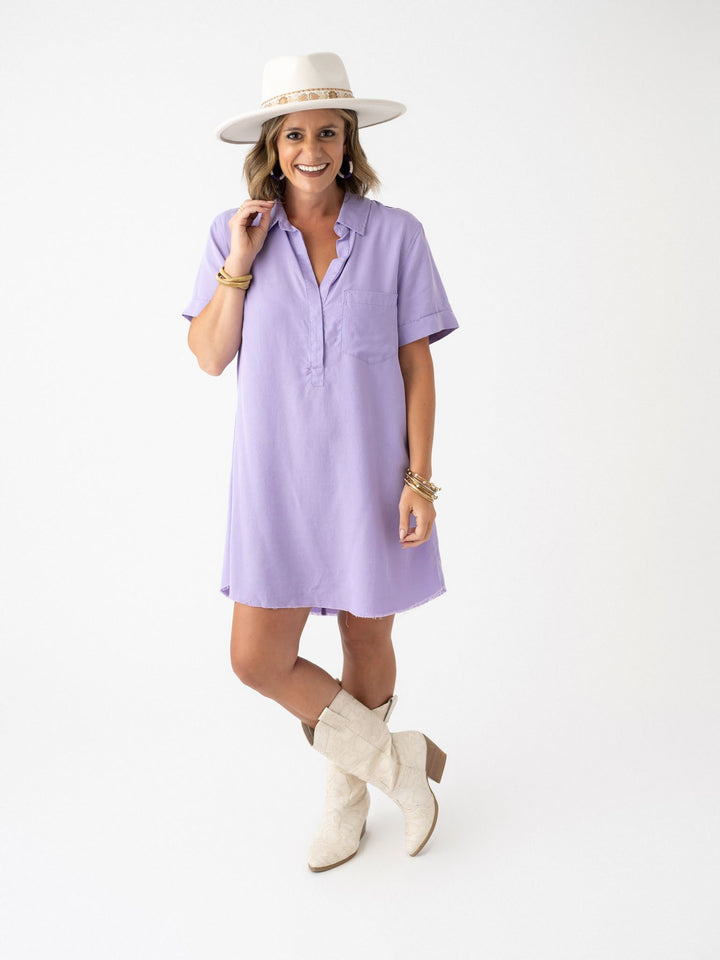 Rachel Raw Hem Shirt Dress