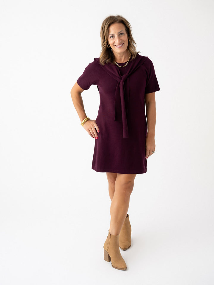 Preppy Plum Knit Dress